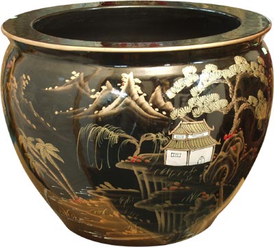 VASE, PORCELAIN, BLACK, 20