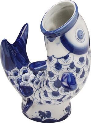 [ VASE, PORCELAIN, BLUE CARP, 10 ]
