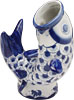 [ VASE, PORCELAIN, BLUE CARP, 10"H ]