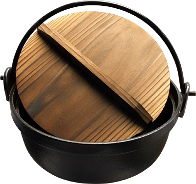 [ POT, CAST IRON, WOOD COVER, 18 ]