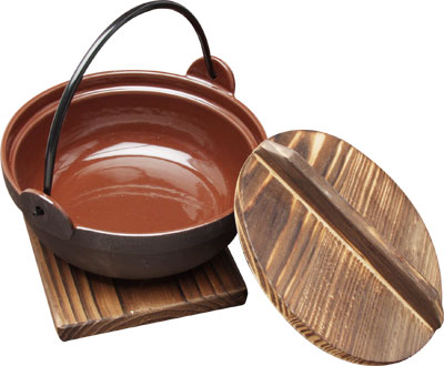 [ POT, CAST IRON, WOOD COVER & B ]