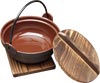 [ POT, CAST IRON, WOOD COVER & BASE,18 CM ]