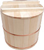 [ RICE BUCKET W COVER, WOOD, 15" DIA ]