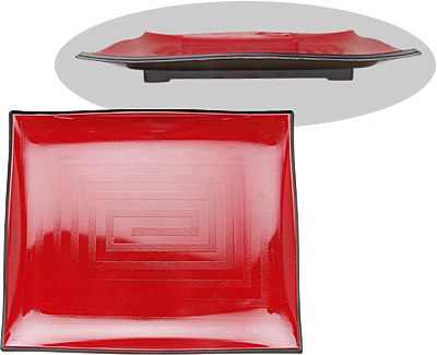 [ PLATTER, MELAMINE, RED & BLK,  ]