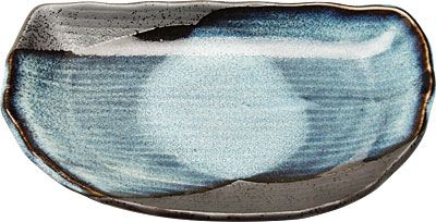 PLATE,BLUE MOONSHINE,SEMI CIRCLE, 8.25