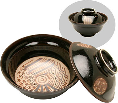[ BOWL, W LID, BLACK, 6
