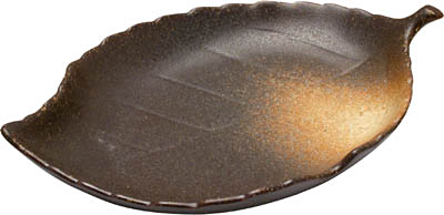 [ PLATE, LEAF, KUROCHA, BROWN, 6 ]