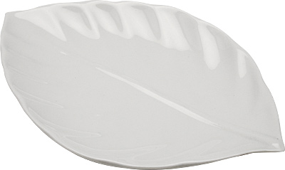 PLATE, LEAF SHAPED, PLAIN WHITE, 14