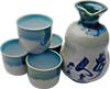 [ SAKE SET, 4 CUPS, W/CHARACTERS ]