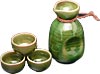 [ SAKE SET, 4 CUPS, ORIBE GREEN ]