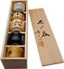 [ SAKE SET, ASSORTED IN WOOD BOX,  5 PCS ]