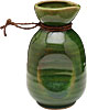 [ SAKE BOTTLE, ORIBE GREEN CRACKLE GLAZE ]