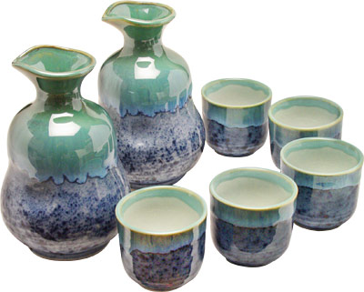 [ SAKE SET, 5 CUPS, GREEN - JSWP ]