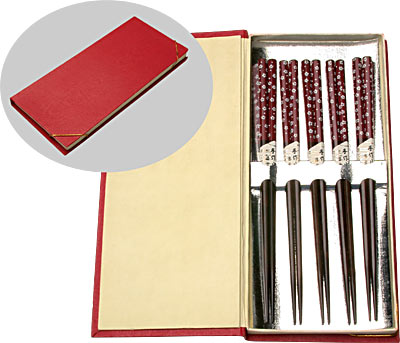 CHOPSTICKS (5 PRS), GIFT BOX, RED, 9