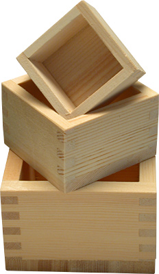 [ SAKE CUPS, WOOD, SQ, 3 PCS/SET ]