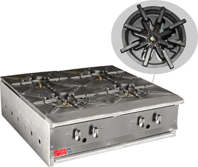 [ HOT PLATE, GAS, 4-BURNER, 120, ]