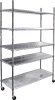 [ WIRE SHELVING, CHROME, 5 TIERS, W/WHEELS ]