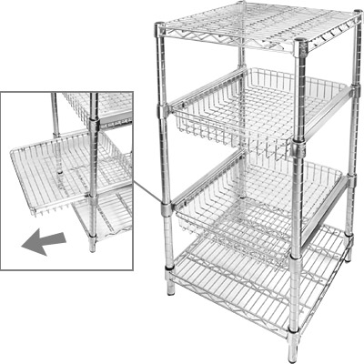 [ WIRE SHELVING, CHROME, 4 TIERS ]