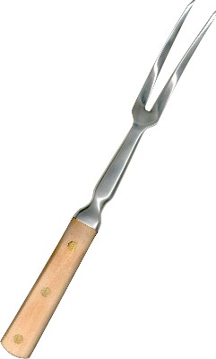 COOKING FORK,S/S,W/WOOD HDLE,H/D,14
