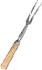 [ COOKING FORK,S/S,W/WOOD HDLE,H/D,14"L ]