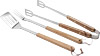 [ COOKING FORK SET, S/S, 3PCS, W/WOOD HDLE ]