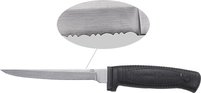 [ SERRATED KNIFE, S/S, RUBBER HD ]