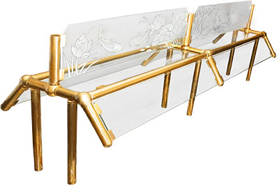 [ GLASS SNEEZE GUARD, BRASS FRAM ]