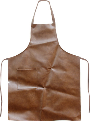 APRON, KITCHEN, VINYL, W/POCKET, BROWN SAP017