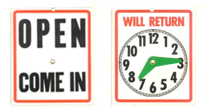 [ SIGN, P.CARDBOARD,OPEN/WILL RE ]