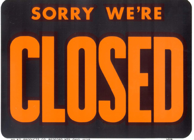 [ SIGN,PLASTIC, CLOSED, 9