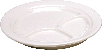 CAC UNDECORATED, PLATE, 3 COMPARTMENT TTCC005