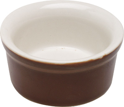 [ RAMEKIN, CERAMIC, BROWN, 2-3/4 ]