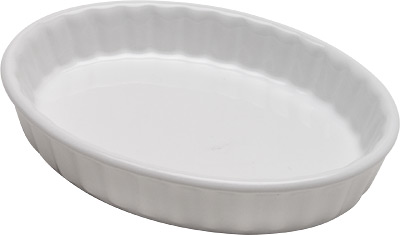 DISH, OVAL, FLUTED, WHITE, 6
