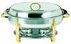 [ CHAFER, OVAL, 6 QT, GOLDEN FRAME ]