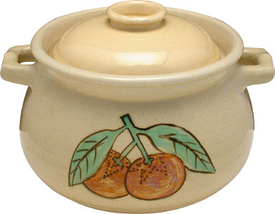 [ SOUP POT, CERAMIC, FRUIT DESIG ]