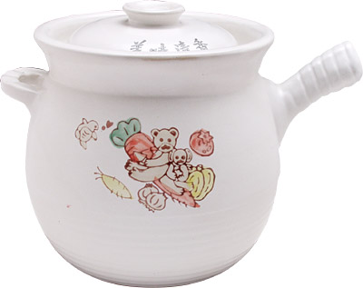 SOUP POT, CERAMIC, 1-HANDLE, BEARS, 7