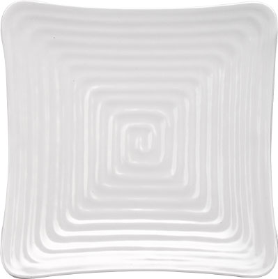 PLATE, MEL., TEXTURED, SQ, WHT, 10.5