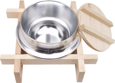[ NOODLE POT, ALUM, W WOOD HOLDE ]