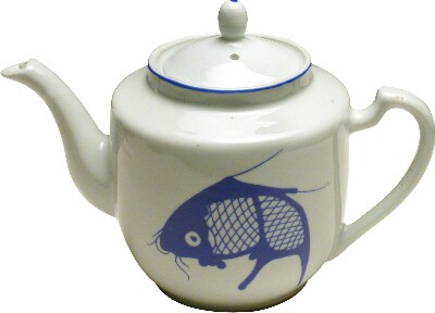 [ TEA POT,PORCELAIN,BLUE FISH,32 ]