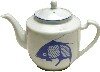 [ TEA POT,PORCELAIN,BLUE FISH,32 OZ ]