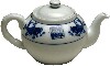 [ TEA POT,PORCELAIN,BLUE FISH,32 OZ ]