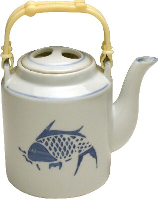 [ TEA POT,PORCELAIN,BLUE FISH,32 ]