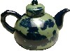 [ TEA POT,PORCELAIN,BLUE ON GREEN,32 OZ ]