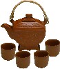 [ TEAPOT & CUP SET,CERAMIC,BROWN ]