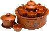 [ TEAPOT & CUP SET,CERAMIC,KONG-FU,BROWN ]