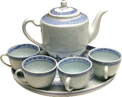 [ TEAPOT & CUP SET,PORCELAIN,BLU ]