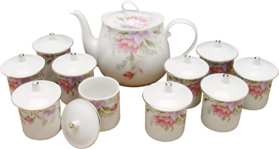 [ TEAPOT & CUP SET,PORCELAIN,ROS ]