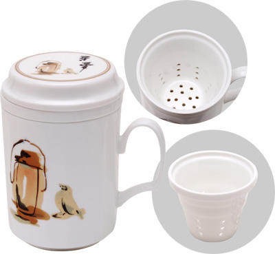 [ CUP W FILTER,PORCELAIN,BIRD &  ]