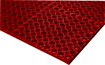 FLOOR MAT, RUBBER, 3' X 5', RED KUK013