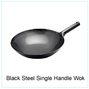 Black Steel Single Handle Wok